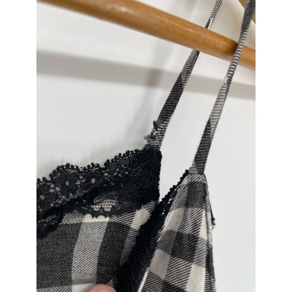 Zara Black White Gingham Lace Slit Shark-bite Hem Size S‎ Y2K Grunge Boho Punk - Picture 8 of 8